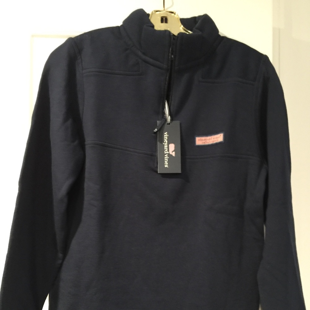 NWT Vineyard Vines Navy Shep Shirt Quarter Zip Pullover Fits As Size Small Women